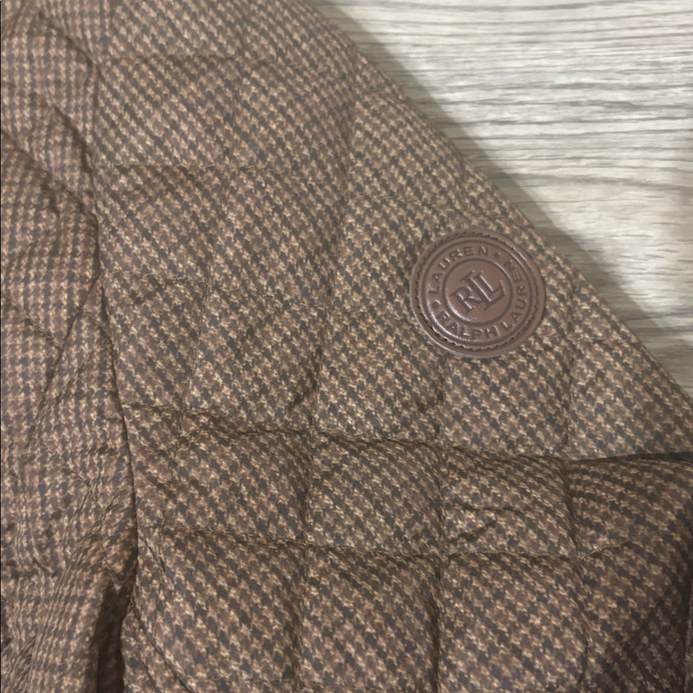Lauren Ralph Lauren Quilted San Brown Mini Check Jacket NWT - Picture 12 of 15